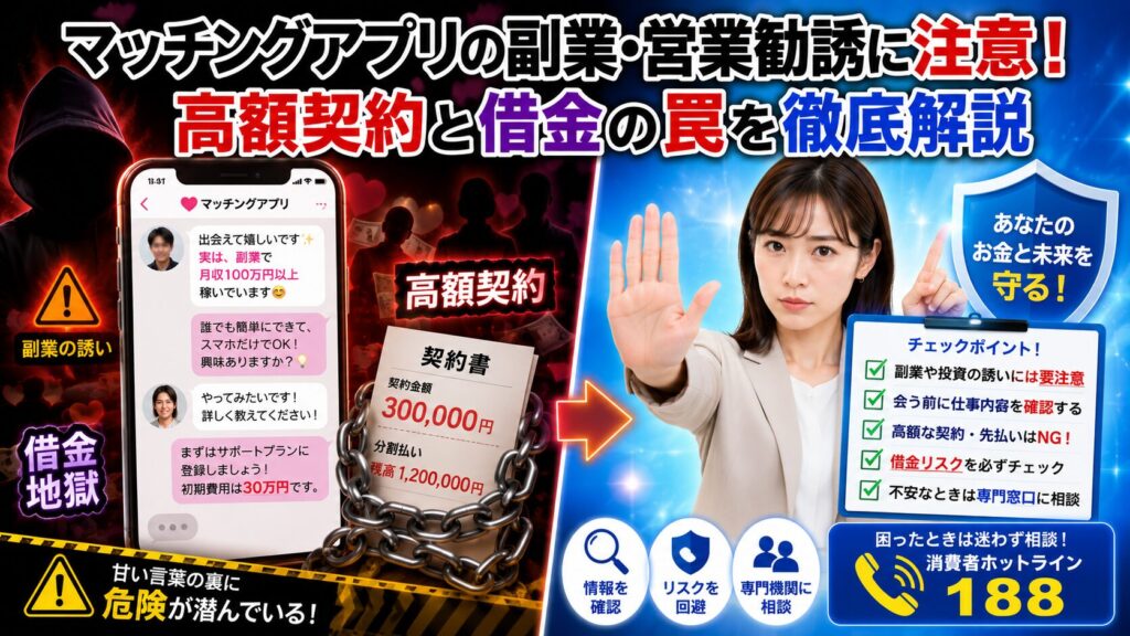 マッチングアプリの副業・営業勧誘に注意！