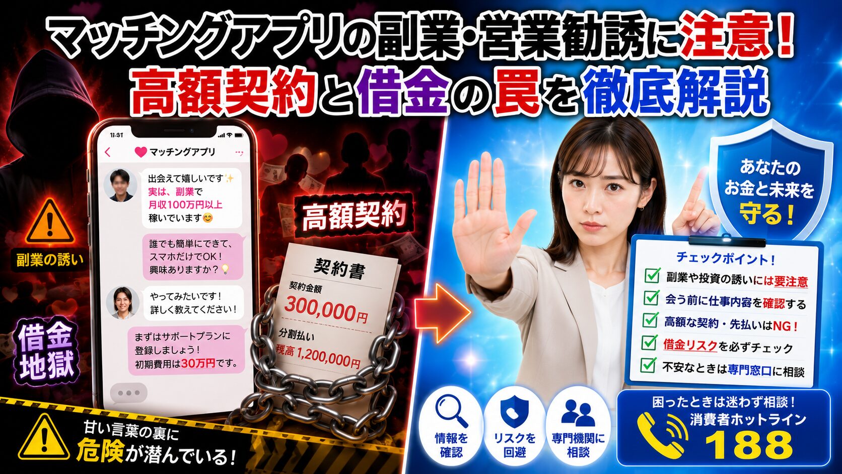 マッチングアプリの副業・営業勧誘に注意！
