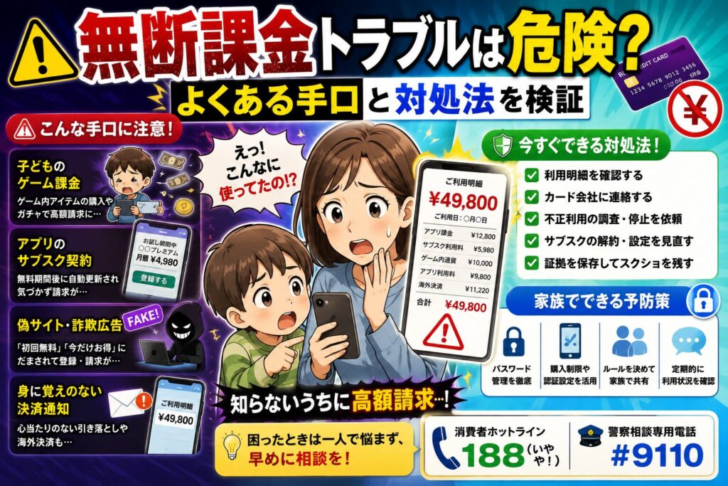 無断課金トラブルは危険？よくある手口と対処法を検証