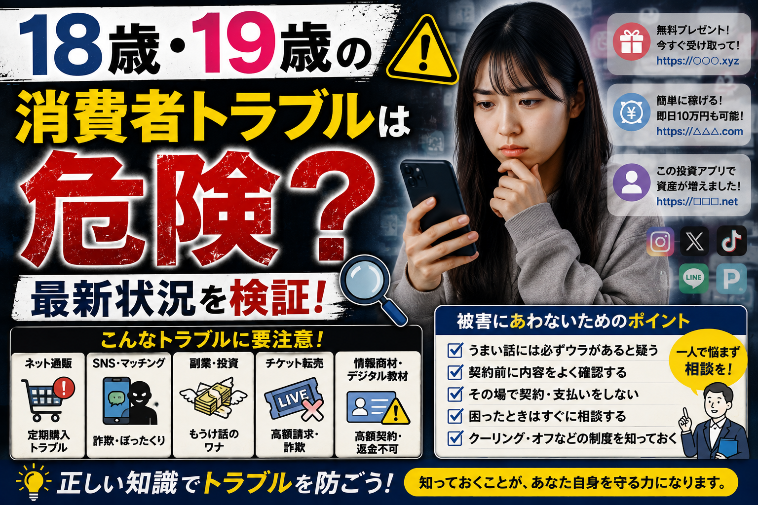 18歳・19歳の消費者トラブルは危険？最新状況を検証