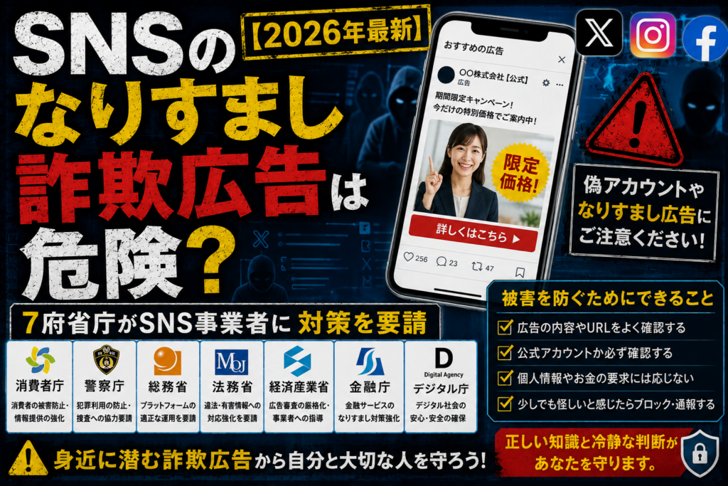 SNSのなりすまし詐欺広告は危険？7府省庁の対策要請を検証【2026年最新】