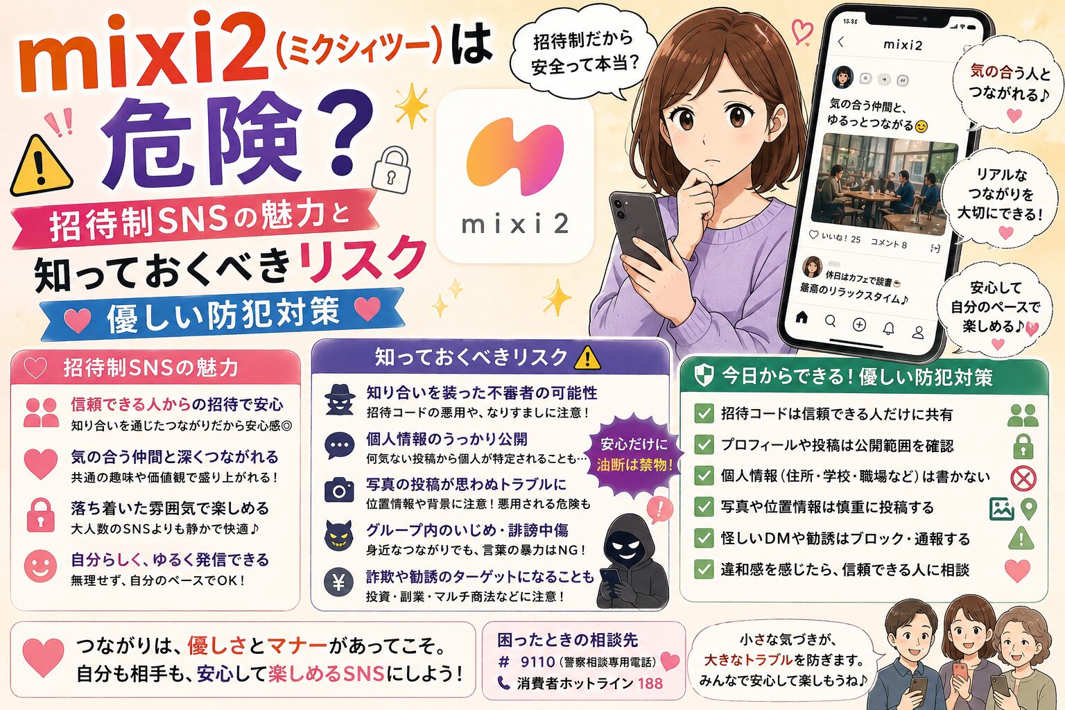 mixi2（ミクシィツー）は危険？招待制SNSの魅力と知っておくべきリスク・優しい防犯対策