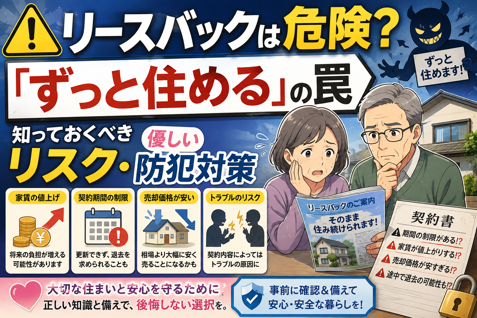 リースバックは危険？「ずっと住める」の罠と知っておくべきリスク・優しい防犯対策