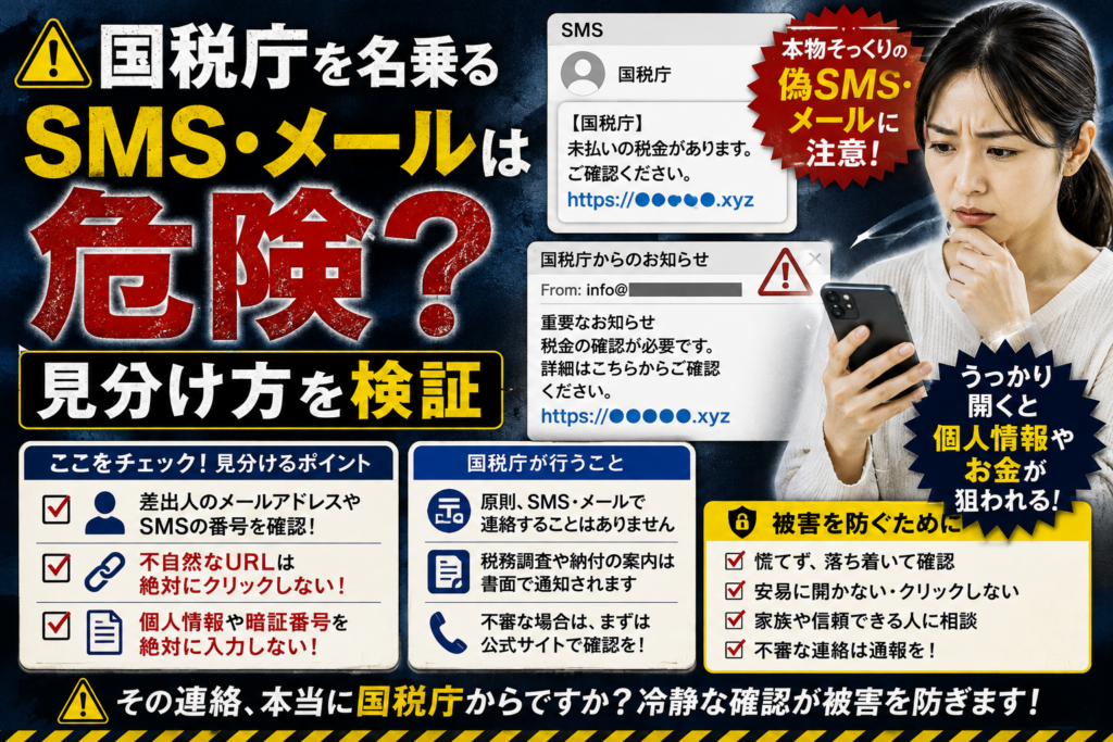 国税庁を名乗るSMS・メールは危険？見分け方を検証