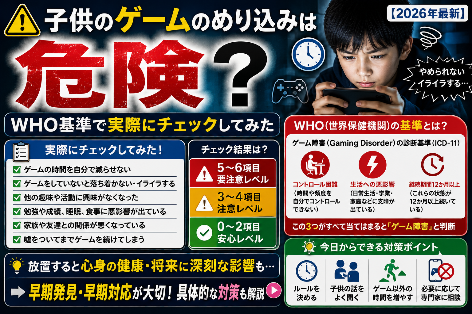 子供のゲームのめり込みは危険WHO基準で実際にチェックしてみた【2026年最新】